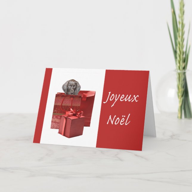 Cartes Pour Fêtes Annuelles Joyeux Noël german short pointeur chiot (Devant)