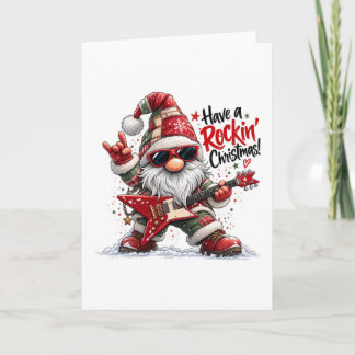 Cartes Pour Fêtes Annuelles Joyeux Noël Gnome à la guitare