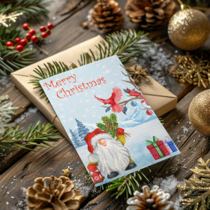 Cartes Pour Fêtes Annuelles Joyeux Noël Gnome Aquarelle Neige