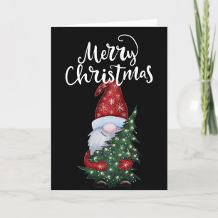Cartes Pour Fêtes Annuelles Joyeux Noël Gnome Avec Parties scintillant Arbre d