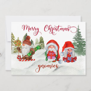 Cartes Pour Fêtes Annuelles Joyeux Noël Gnomies Gnome