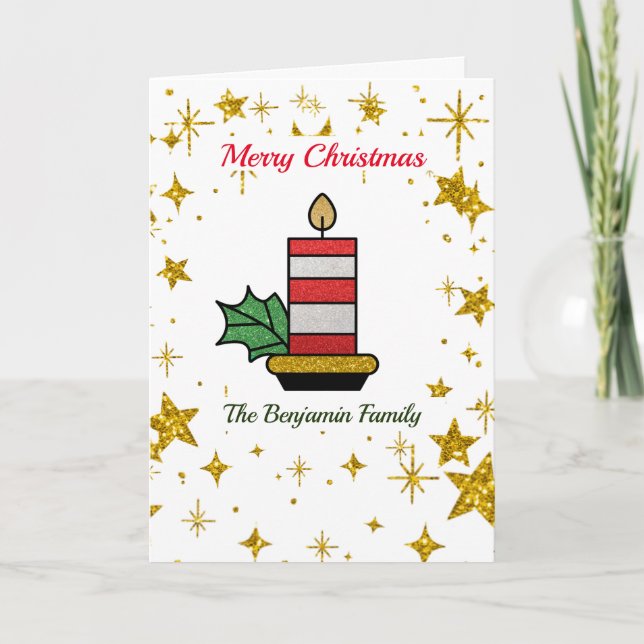 Cartes Pour Fêtes Annuelles Joyeux Noël Gold Parties scintillant Fête sur mesu (Devant)