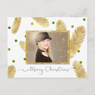 Cartes Pour Fêtes Annuelles Joyeux Noël Gold Parties scintillant Script Photo 