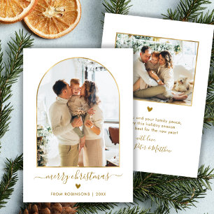 Cartes Pour Fêtes Annuelles Joyeux Noël Gold Script Arch 2 Photo