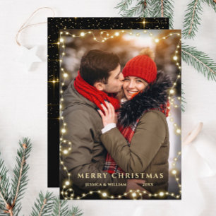 Cartes Pour Fêtes Annuelles Joyeux Noël Gold Sparkle Script PHOTO Salutation