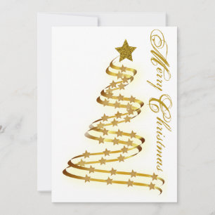 Cartes Pour Fêtes Annuelles Joyeux Noël Gold Tree étoiles Abstrait Outline