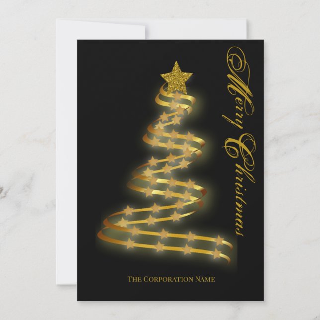 Cartes Pour Fêtes Annuelles Joyeux Noël Gold Tree étoiles Abstrait Outline (Devant)