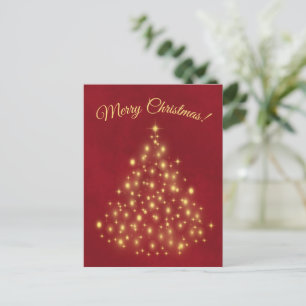 Cartes Pour Fêtes Annuelles Joyeux Noël! Golden Lights Tree sur Red Simple
