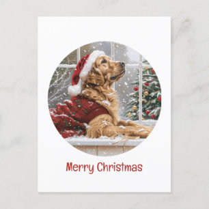 Cartes Pour Fêtes Annuelles Joyeux Noël Golden Retriever Chien Père Noël