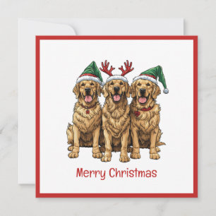 Cartes Pour Fêtes Annuelles Joyeux Noël Golden Retriever Dogs