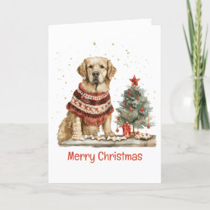 Cartes Pour Fêtes Annuelles Joyeux Noël Golden Retriever Dogs