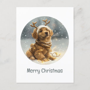 Cartes Pour Fêtes Annuelles Joyeux Noël Golden Retriever Puppy
