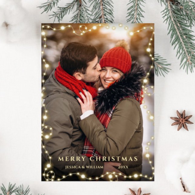 Cartes Pour Fêtes Annuelles Joyeux Noël Golden Sparkle PHOTO Salutation (Créateur téléchargé)