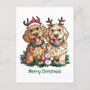 Cartes Pour Fêtes Annuelles Joyeux Noël Goldendoodle Chiens