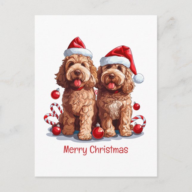 Cartes Pour Fêtes Annuelles Joyeux Noël Goldendoodle Chiens (Devant)