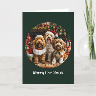 Cartes Pour Fêtes Annuelles Joyeux Noël Goldendoodle Chiens de chiot