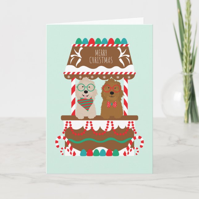 Cartes Pour Fêtes Annuelles Joyeux Noël Goldendoodles Chiens de vacances (Devant)