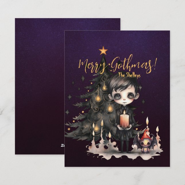 Cartes Pour Fêtes Annuelles Joyeux Noël gothique (Devant / Derrière)