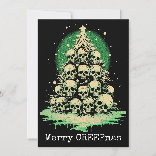 Cartes Pour Fêtes Annuelles Joyeux Noël Gothique Éffrayant Skuls Arbre (Devant)