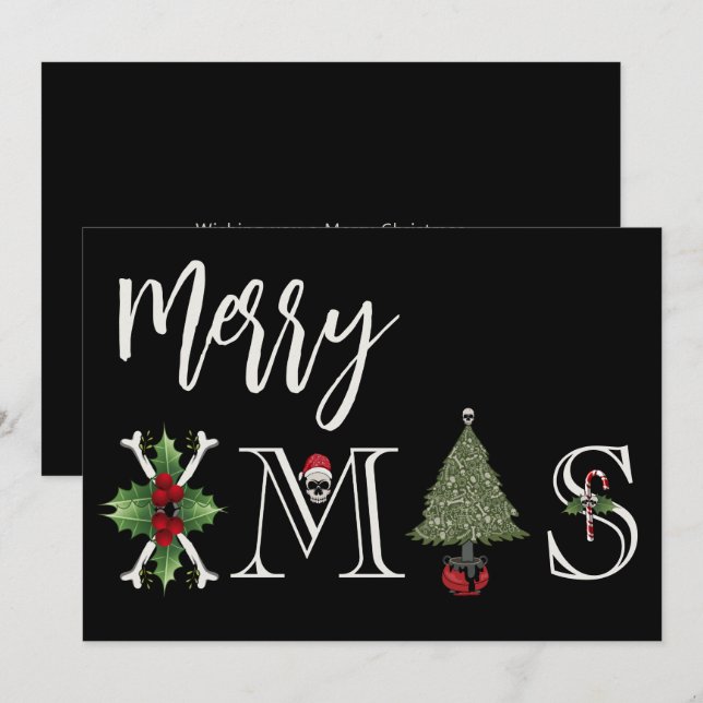 Cartes Pour Fêtes Annuelles Joyeux Noël gothique XMAS (Devant / Derrière)