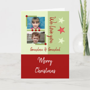 Cartes Pour Fêtes Annuelles Joyeux Noël grand-mère photos rouge vert