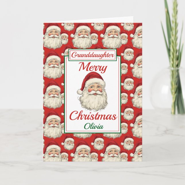 Cartes Pour Fêtes Annuelles Joyeux Noël Grandgirl Père Noël (Devant)