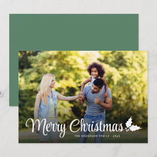 Cartes Pour Fêtes Annuelles Joyeux Noël Gras Script Plein Bleu Photo