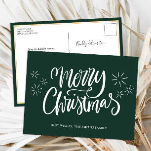 Cartes Pour Fêtes Annuelles Joyeux Noël Green Calligraphie moderne non photo