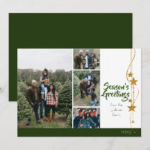 Joyeux Noël Green Gold Stars Photo Collage