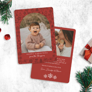 Cartes Pour Fêtes Annuelles Joyeux Noël Gribouillages Fêtes Rouge Foncé Arche