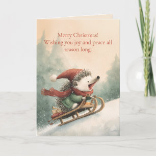 Cartes Pour Fêtes Annuelles Joyeux Noël hérisson aquarelle