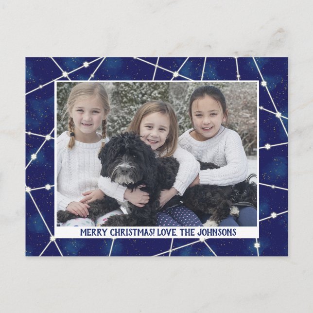 Cartes Pour Fêtes Annuelles Joyeux Noël hiver Constellation Photo famille (Devant)