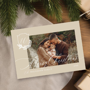 Cartes Pour Fêtes Annuelles Joyeux Noël hiver Garland Monogramme Photo