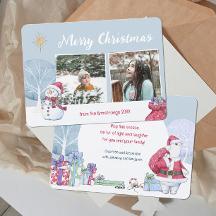Cartes Pour Fêtes Annuelles Joyeux Noël hiver Illustration Deux photos