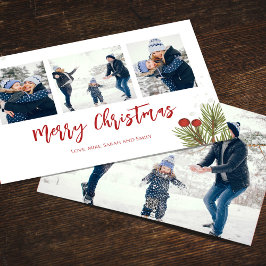 Cartes Pour Fêtes Annuelles Joyeux Noël hiver Red Holly Berries 4 Photo