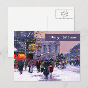 Cartes Pour Fêtes Annuelles Joyeux Noël. Hiver Scène parisienne