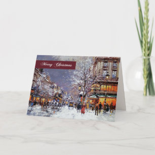 Cartes Pour Fêtes Annuelles Joyeux Noël. Hiver Scène parisienne