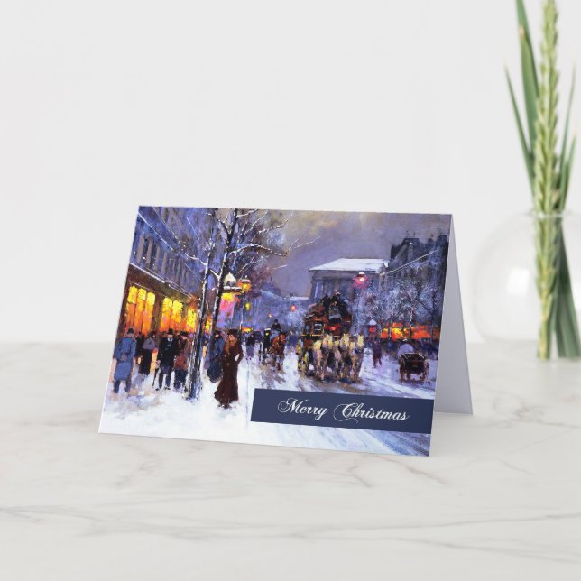 Cartes Pour Fêtes Annuelles Joyeux Noël. Hiver Scène parisienne (Devant)