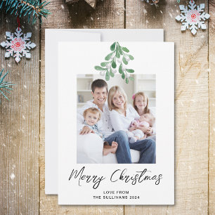 Cartes Pour Fêtes Annuelles Joyeux Noël hiver verdure Mistletoe photo