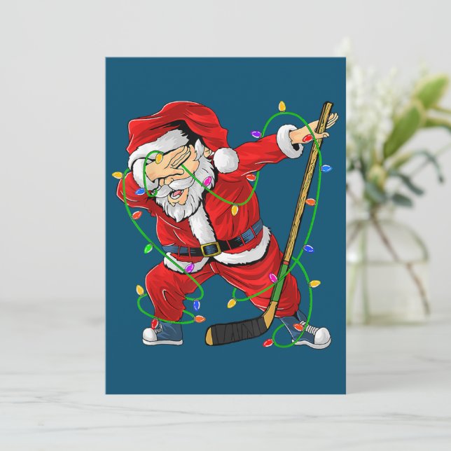 Cartes Pour Fêtes Annuelles Joyeux Noël Hockey sur glace Dabbing Santa Claus (Debout devant)