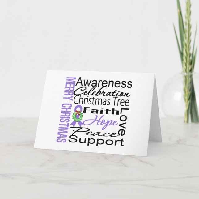 Cartes Pour Fêtes Annuelles Joyeux Noël Hodgkins Lymphoma Ribbon Collage (Devant)