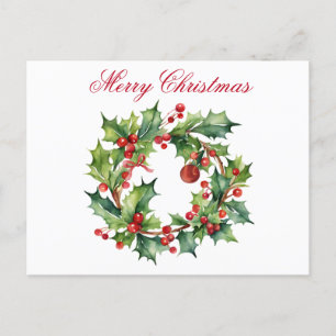 Cartes Pour Fêtes Annuelles Joyeux Noël Holly Berry Wreath