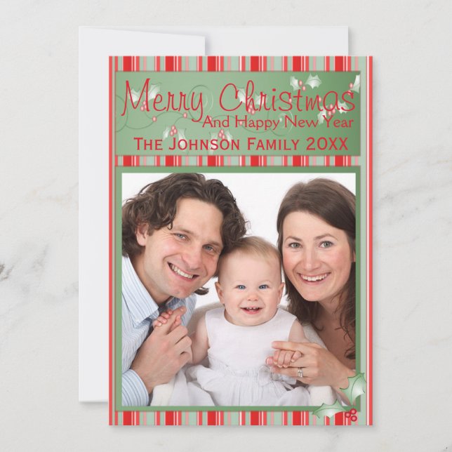Cartes Pour Fêtes Annuelles Joyeux Noël Holly Famille (Devant)