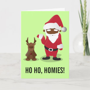 Cartes Pour Fêtes Annuelles Joyeux Noël Homeboys : Père Noël Noir & Blingin'