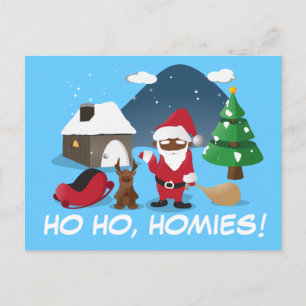Cartes Pour Fêtes Annuelles Joyeux Noël Homeboys : Père Noël Noir & Blingin'