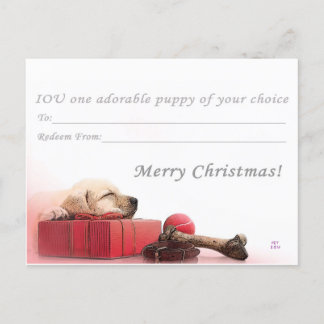 Cartes Pour Fêtes Annuelles Joyeux Noël I.O.U un chiot