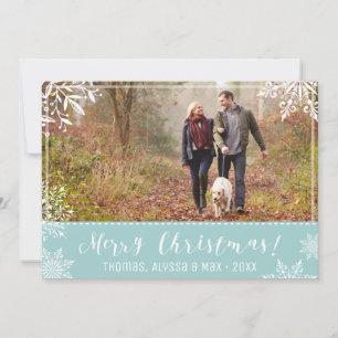 Cartes Pour Fêtes Annuelles Joyeux Noël Ice Blue & Snow Photo personnalisée