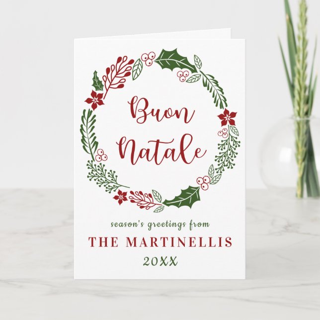 Cartes Pour Fêtes Annuelles Joyeux Noël Italien, Bouon Natale, Custom (Devant)