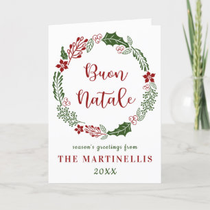 Cartes Pour Fêtes Annuelles Joyeux Noël Italien, Bouon Natale, Custom