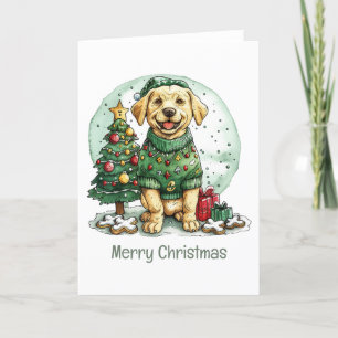 Cartes Pour Fêtes Annuelles Joyeux Noël Jaune Labrador Retriever Chien